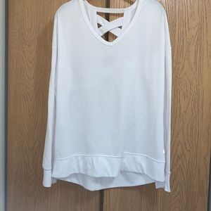 Lightweight White Sweater criss cross detail